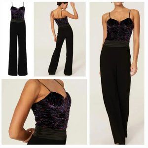 Ramy Brook Capone Velvet Corset Wide Leg Jumpsuit